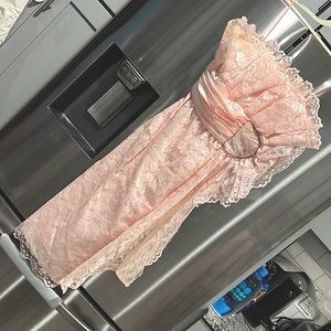 Vintage Pink lace sparkle formal cocktail dress